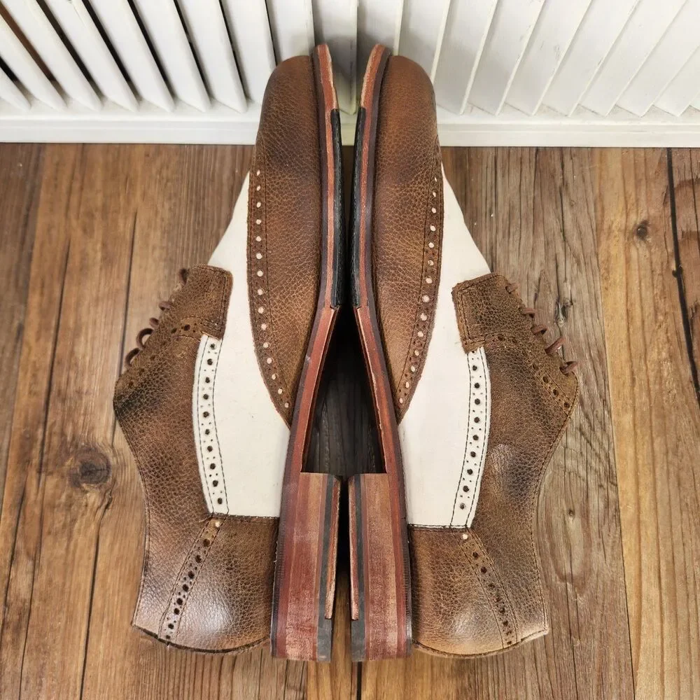 Cole Haan Carter Grand Wingtip Derby Shoes Mens Sz 11M Brown Cream Preppy C14198